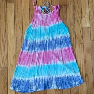 Women's India Boutique Tye Dye Free Size Blue Pink Spaghetti Strap Dress
